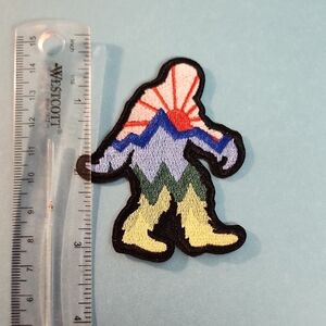 Bigfoot Sasquatch Iron On Patch Mountain Scene